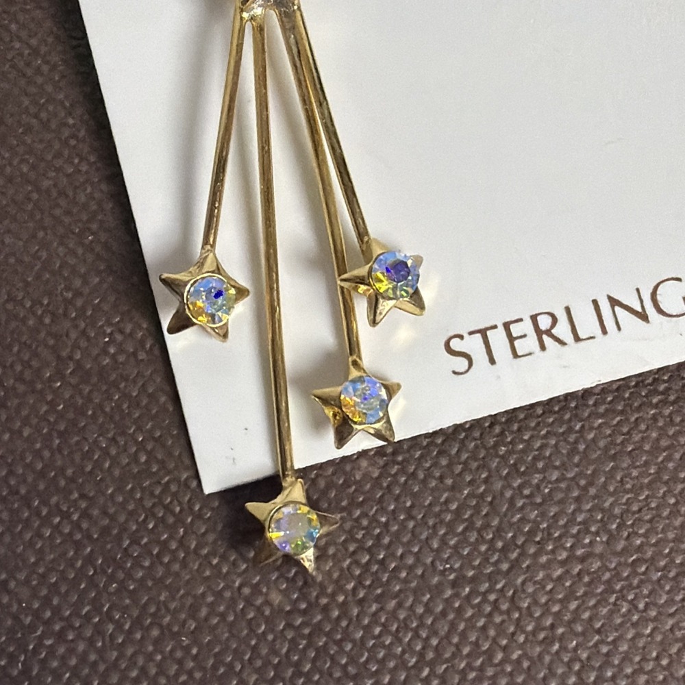 NWT Giani Bernini Sterling Silver Shooting Stars Celestial Gold Overlay Earrings - Picture 2 of 6